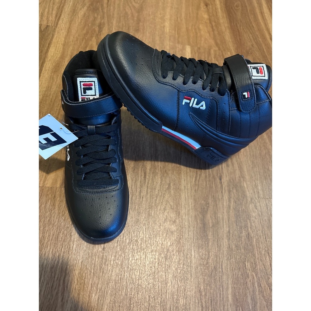 VNTG Fila F-13 Mens High Top Sneakers Black Red White 1VF059LX-970 Size 9.5 NEW